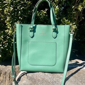 Nanette Lepore Ariela Convertible Sage Green Vegan Faux Leather Tote Bag